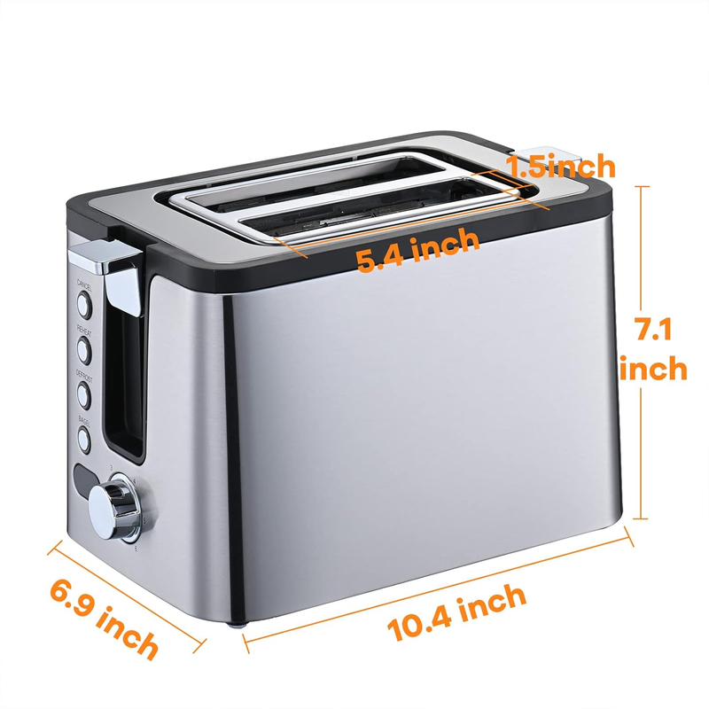 2 Slice Stainless Steel Toaster - Timer, Bagel, Defrost, Warming Rack, 6 Shade7