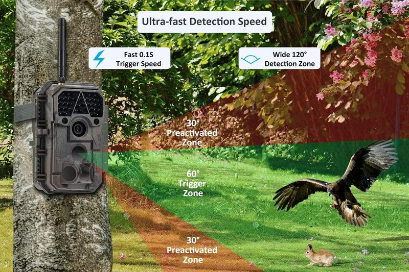 P100 WiFi Trail Camera 64MP 1296P 0.1S Trigger Bluetooth Night Vision Waterproof6