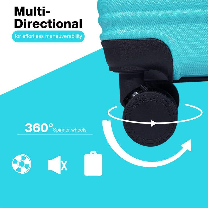 20" Underseat Hard-Sided Carry-On Luggage, Spinner Wheels, Abs,Light Blue4