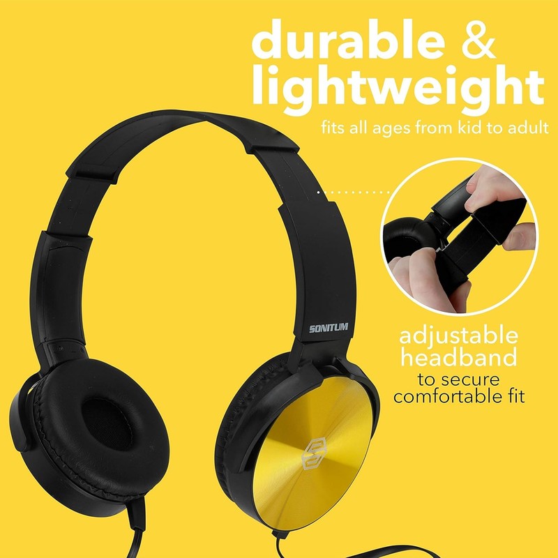 Kids Headphones Bulk 5 Pack, Student on Ear Color Varieties, Comfy Swivel Earpho1