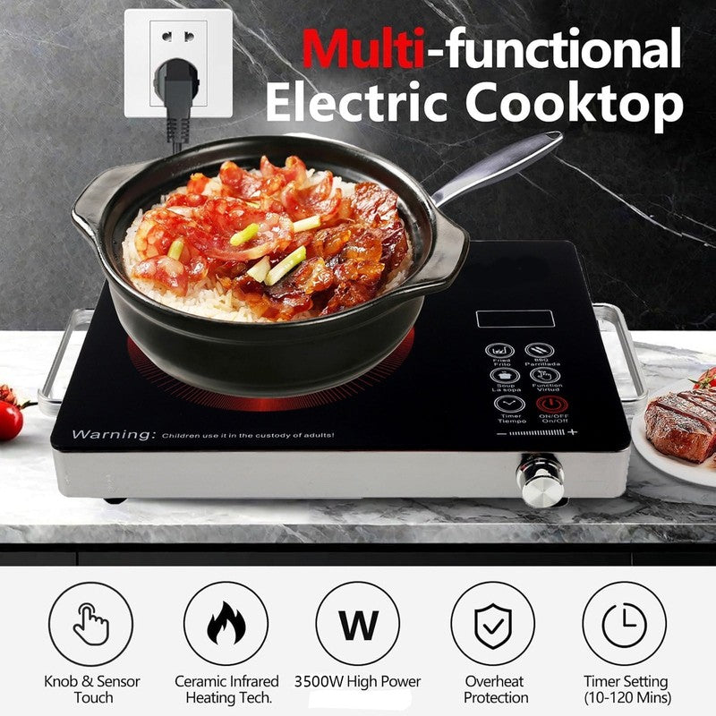 3500W Portable Electric Cooktop Single Burner Induction Hot Plate 110V2