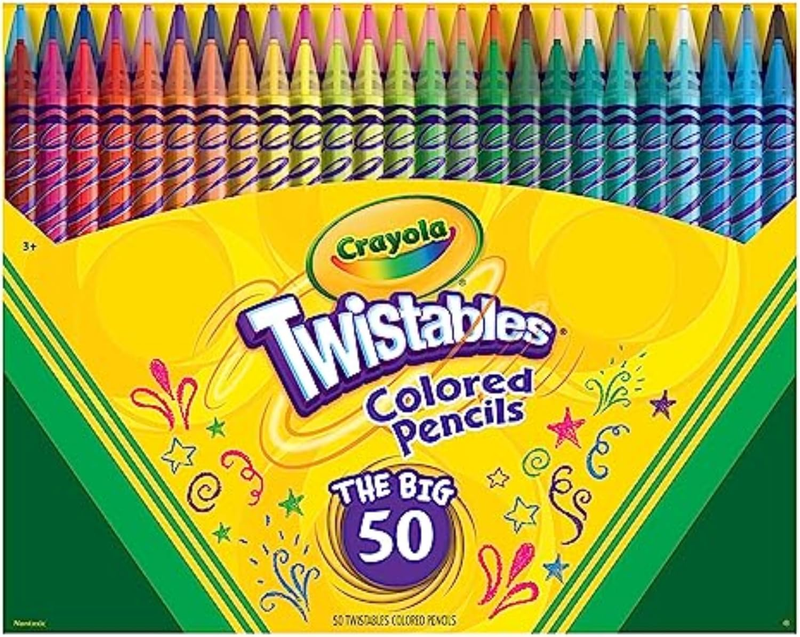Twistables Colored Pencil Set (50Ct), Stocking Stuffer for Kids & Teens, No Shar0