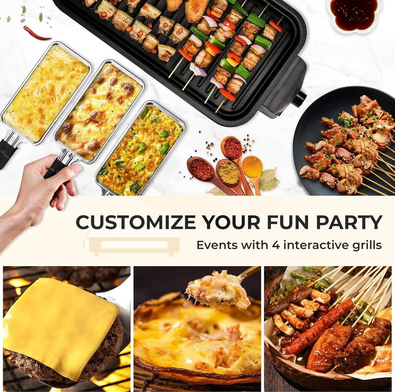 2 in 1 Electric Indoor Grill Smokeless 1700W Nonstick Removable Plate Black6