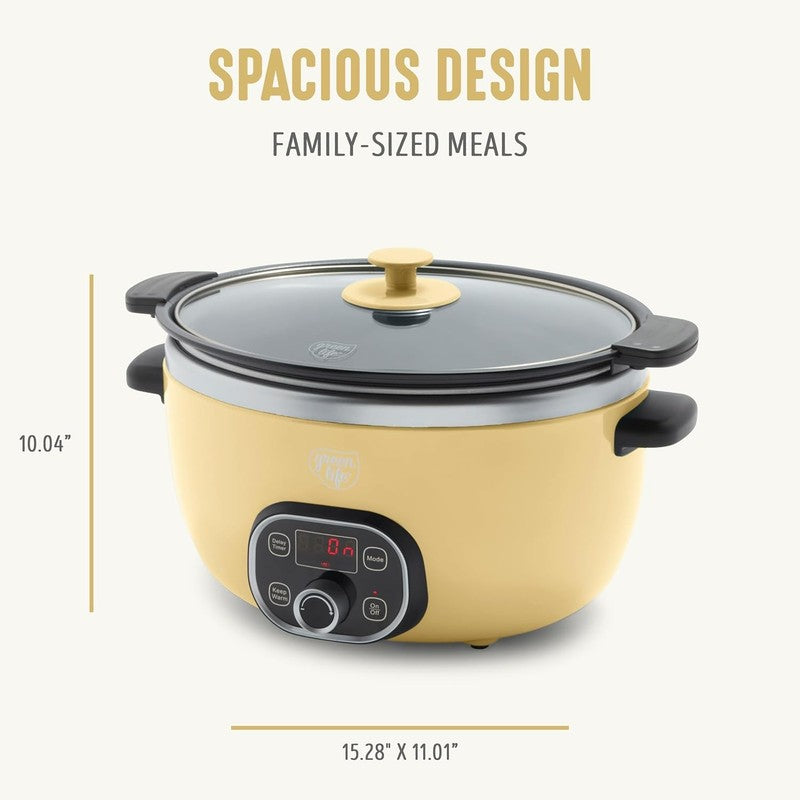 6QT Slow Cooker, Non-Toxic Pfas-Free Ceramic Nonstick Removable Interior Bowl, P1