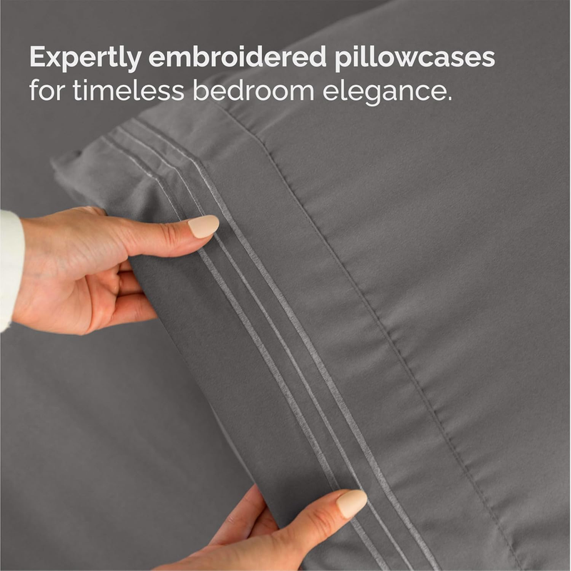Queen 4 Piece Sheet Set Cooling Hotel Luxury Deep Pocket Dark Grey5