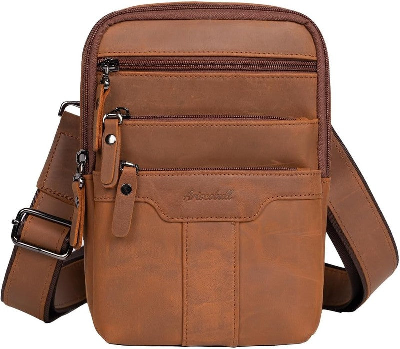Leather Messenger Bag Men Small Sling Shoulder Crossbody Man Purse Pack6