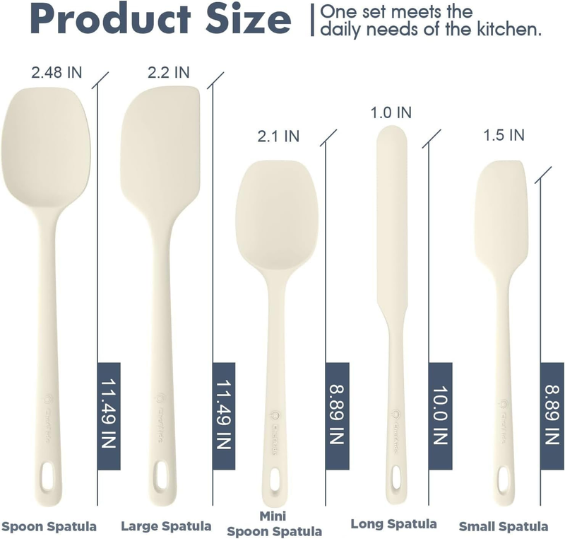 5 Piece Silicone Spatula Set Heat Resistant 600°F Nonstick Cookware1