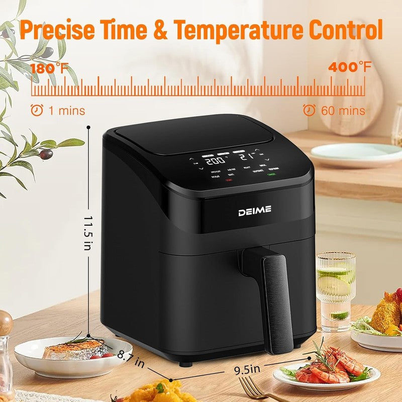 4.5Qt Small Air Fryer Digital Compact Nonstick Dishwasher Safe Toast Rack Black1