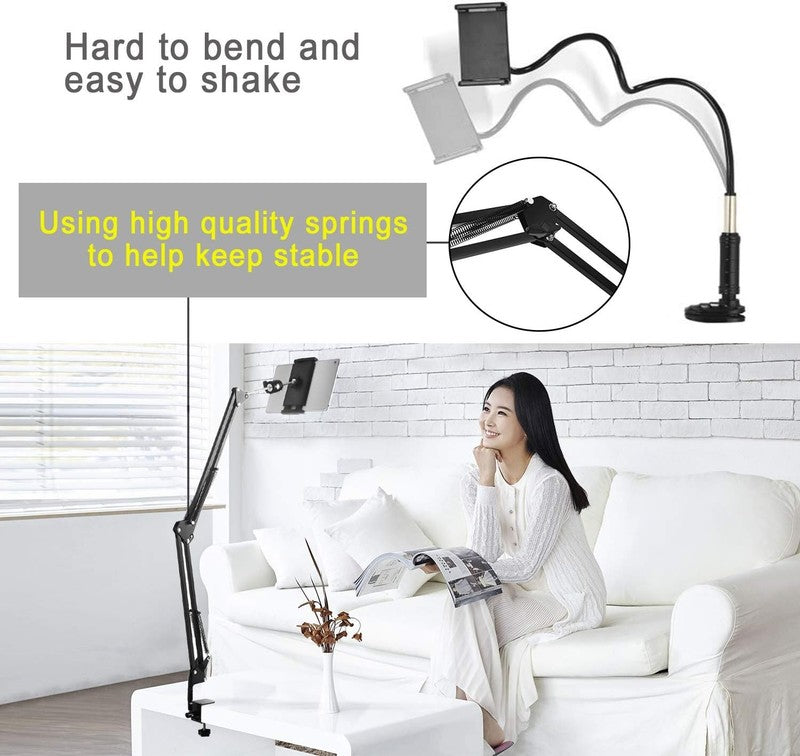 360° Rotating Tablet Stand for Bed   Fits 4.7 12.9" Devices, Aluminum Arm3