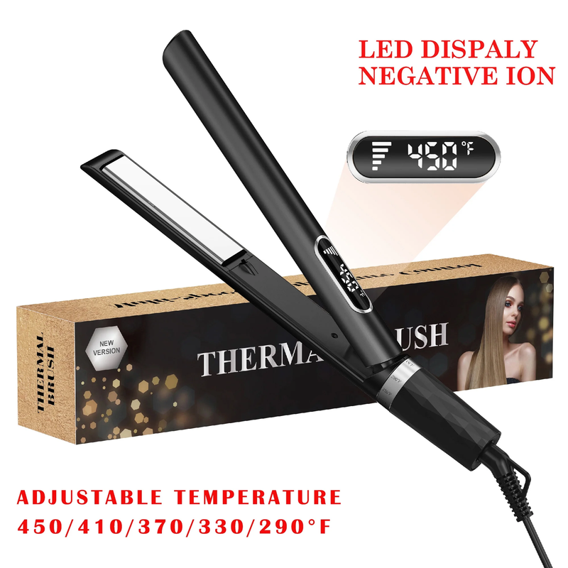 Hair Straightener, 1 Inch Flat Iron Curling, Curling Iron Ceramic, Dual Voltage,0