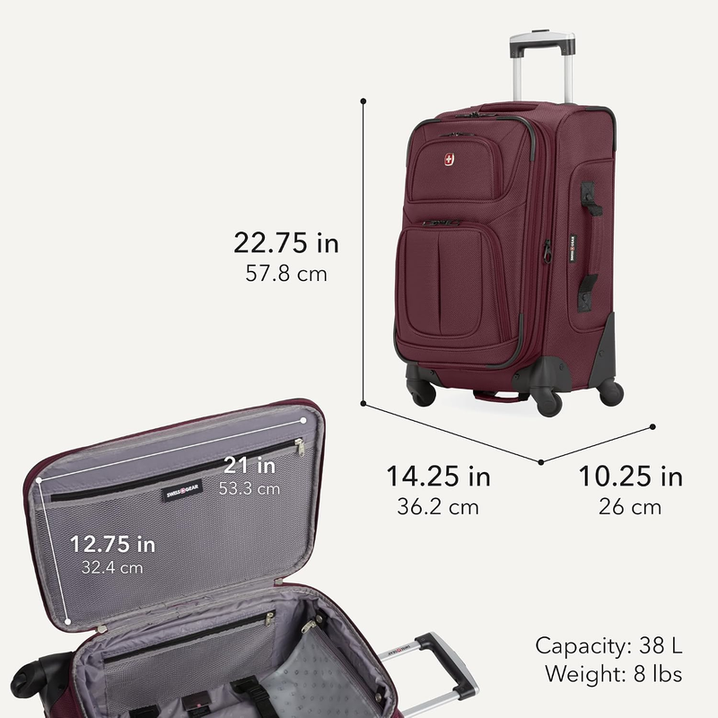 2 Piece Travel Set Carry On Spinner + 17" Laptop Backpack RFID Merlot2