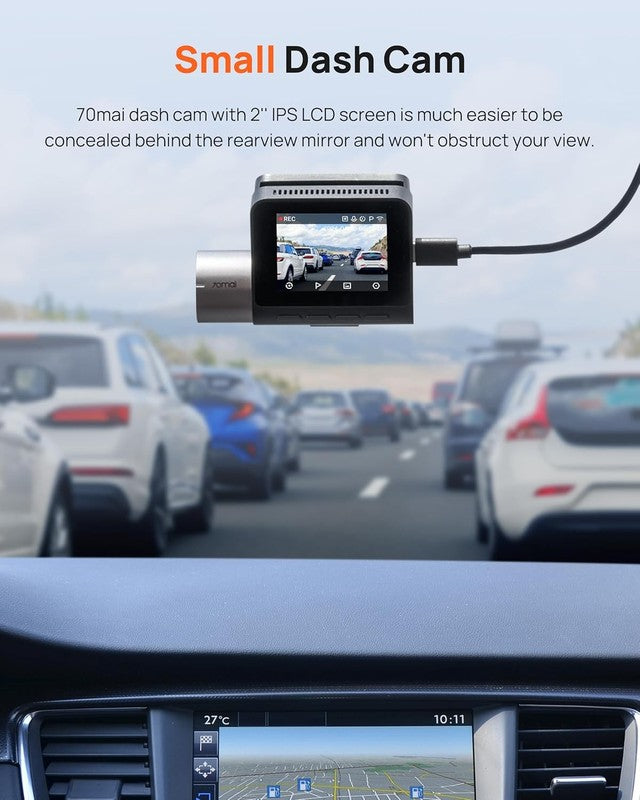 2.7K Front/Rear Dash Cam A500S Sony IMX335 GPS WiFi ADAS Night Vision 2" IPS2