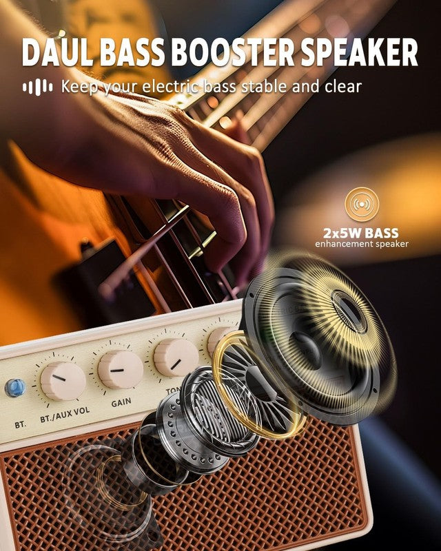 Mini Bass Amp 5W Portable Rechargeable Practice Amp Brown1