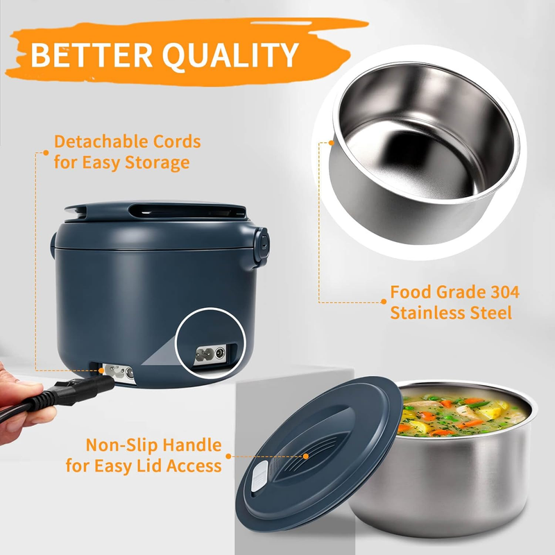 Electric Lunch Box 32oz Portable Food Warmer 3 in 1 12V/24V/110V for Car Office6