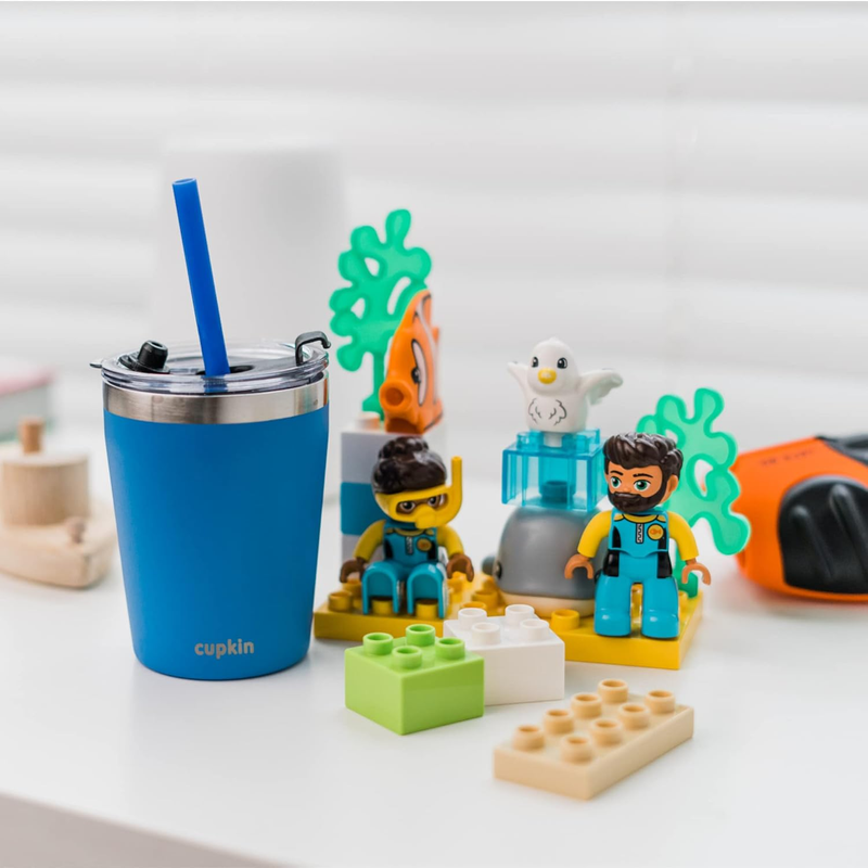Kids 8oz Stainless Steel Tumbler Cup BPA Free Straw Smoothie Cup Blue8