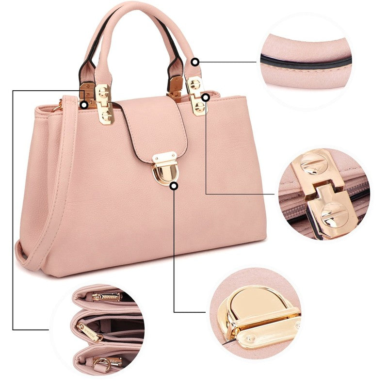 Women Satchel Handbag Vegan Leather Top Handle Medium Tote Shoulder Bag5