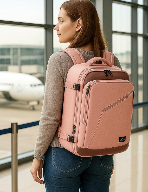 Pink 40L Carry On Backpack Women Water Resistant Travel Bag8