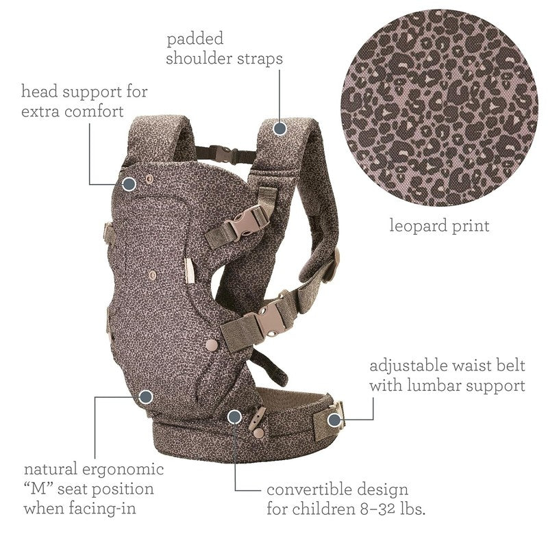 Leopard 4-In-1 Adjustable Baby Carrier - Ergonomic from Newborn to Toddler4