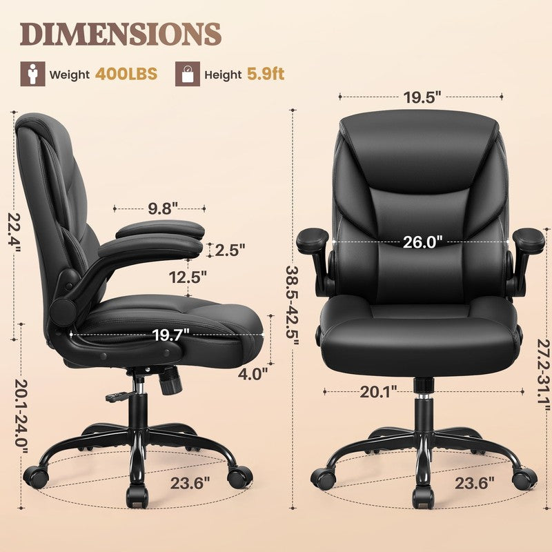 Leather Office Chair, Big and Tall Office Chair 400LBS Wide Seat Ergonomic Compu1