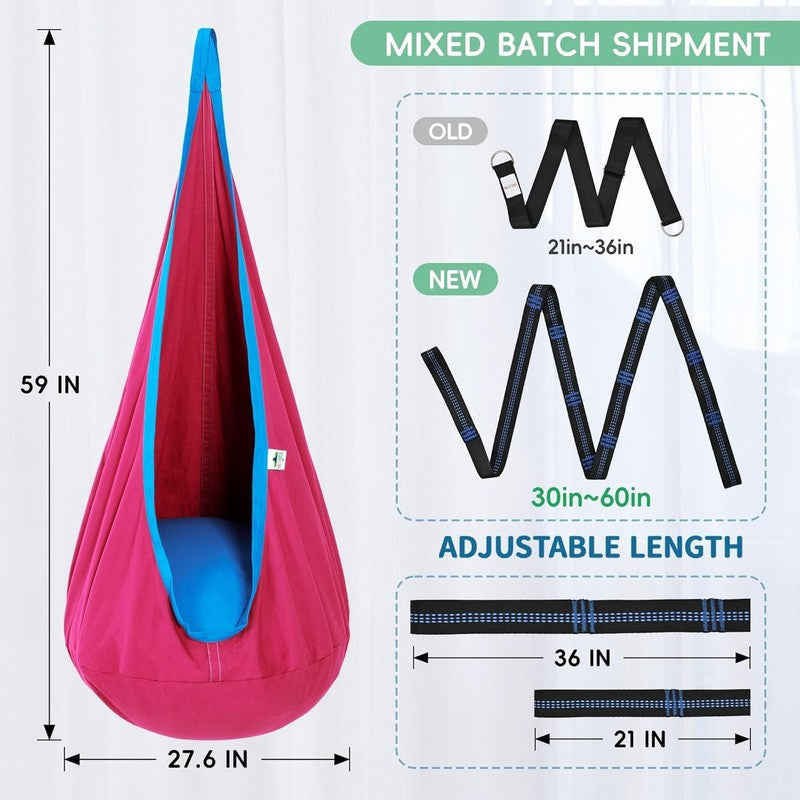 Kids Pod Swing Seat Cotton Hammock Sensory Chair Indoor Outdoor Pink Blue6