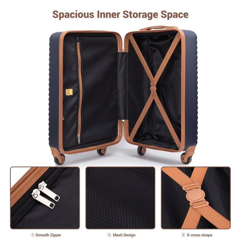 3 Piece Carry On Hardside Luggage Set Spinner Wheels Travel Bag Toiletry Blue6