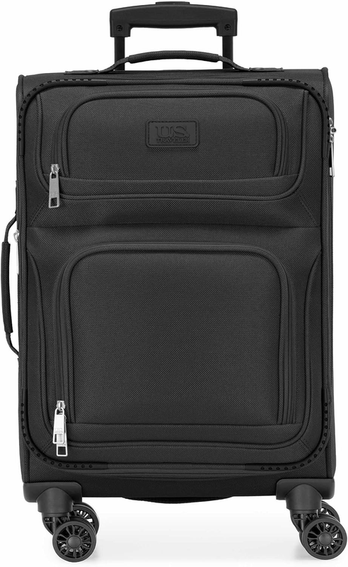 Lightweight Softside Carry On Suitcase 4 Wheel Spinner Luggage Black1