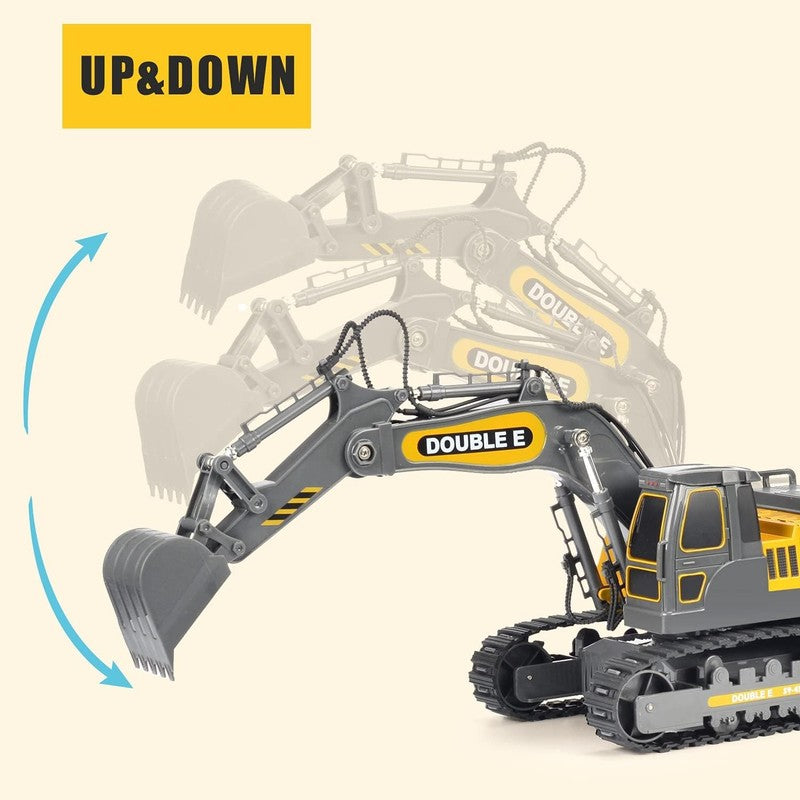 Remote Control Excavator Toy Gray Hydraulic RC Construction Vehicle for Kids2