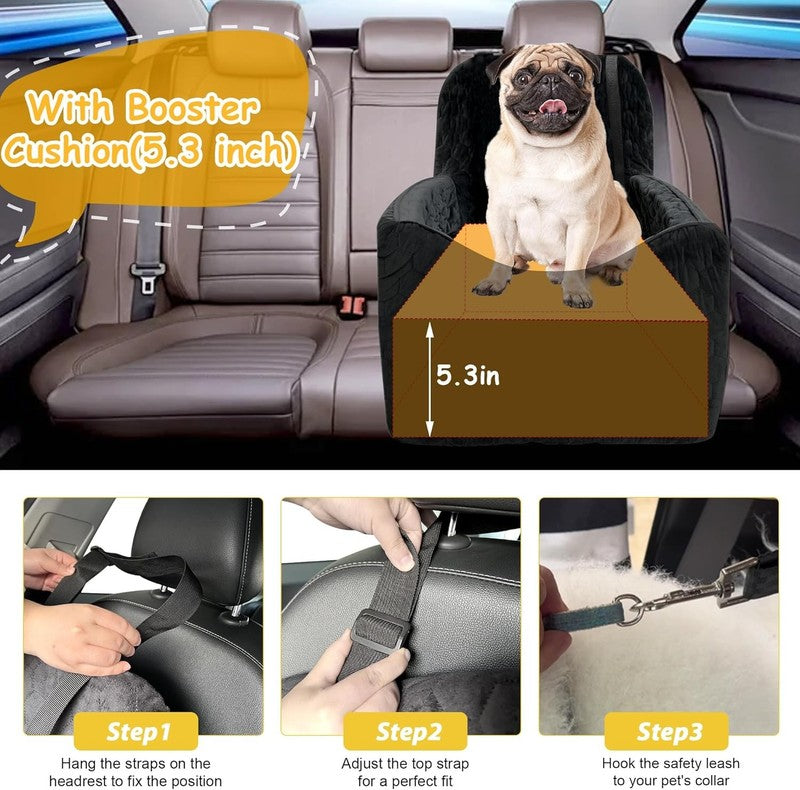 Dog Car Seat for Small/Medium Dogs up to 35lbs Memory Foam Washable Cover Black4