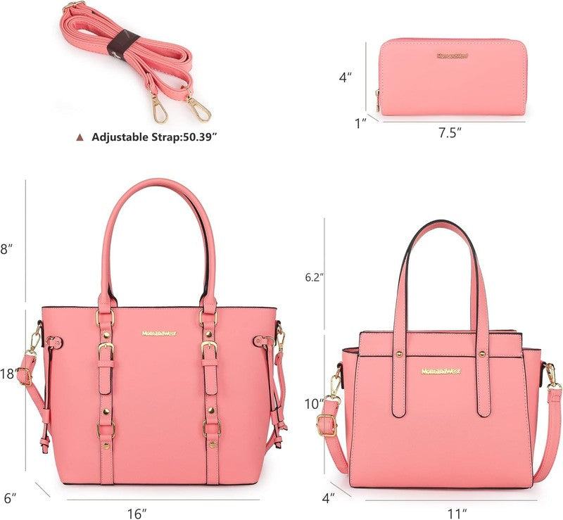 3PCS Purses for Women Tote Bag and Wallet Set Shoulder Satchel Handbags4