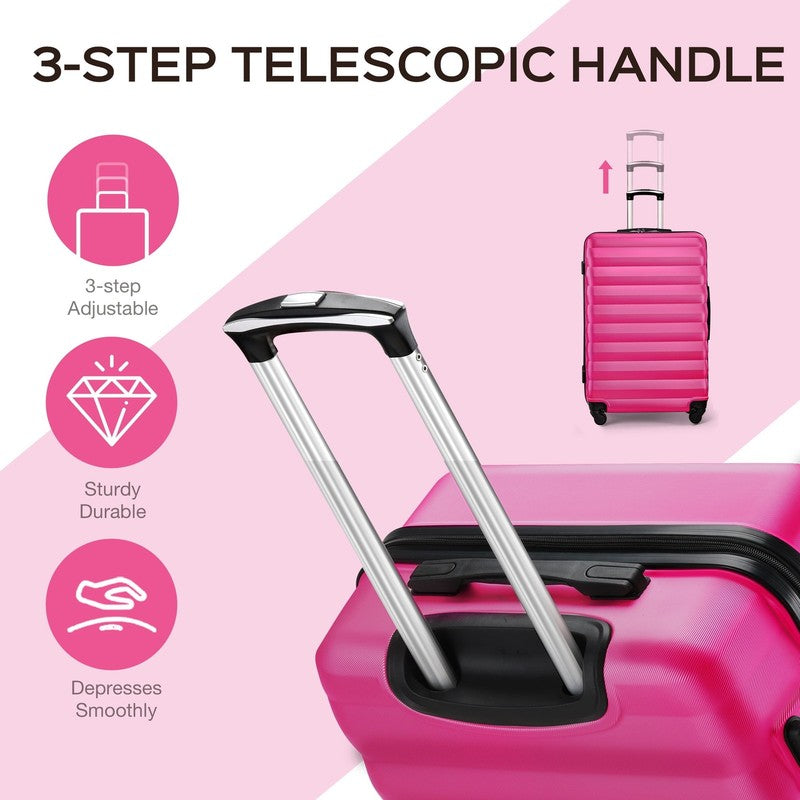 10 Piece Luggage Set Hardside Spinner Suitcase 28 24 20 Inch Backpack Rose Red5