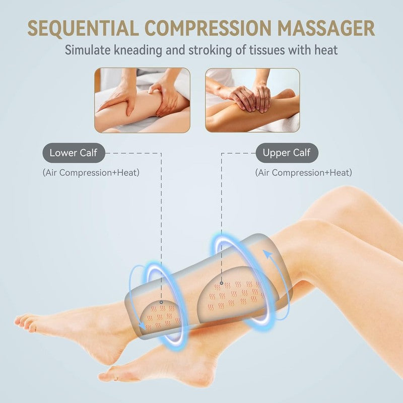 Leg Massager w/ Heat Air Compression Calf Circulation Pain Relief RLS Edema5