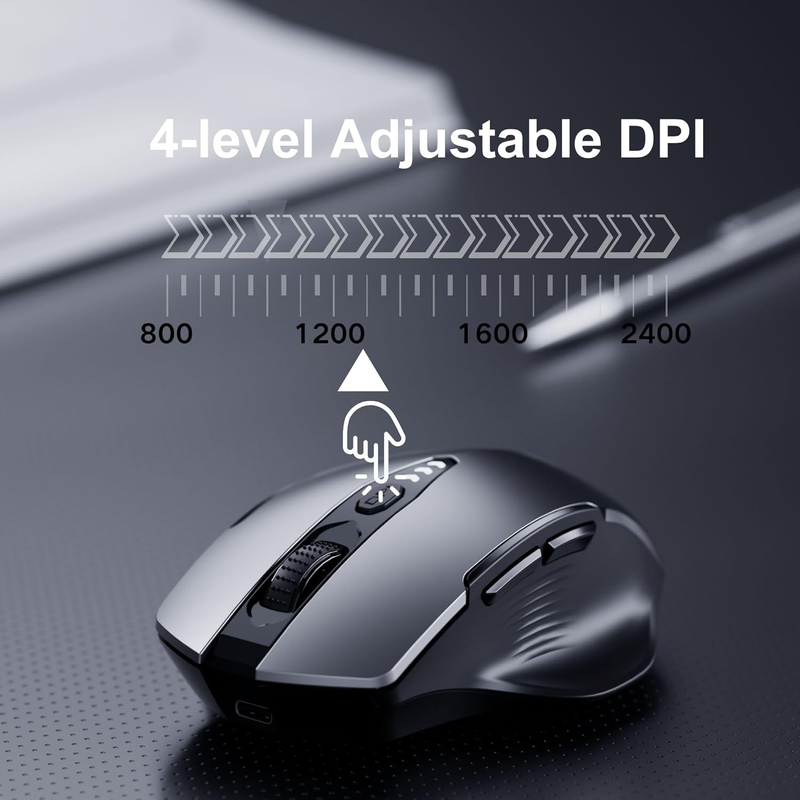 Wireless Rechargeable Mouse 2.4GHz Ergonomic 4 DPI Levels3