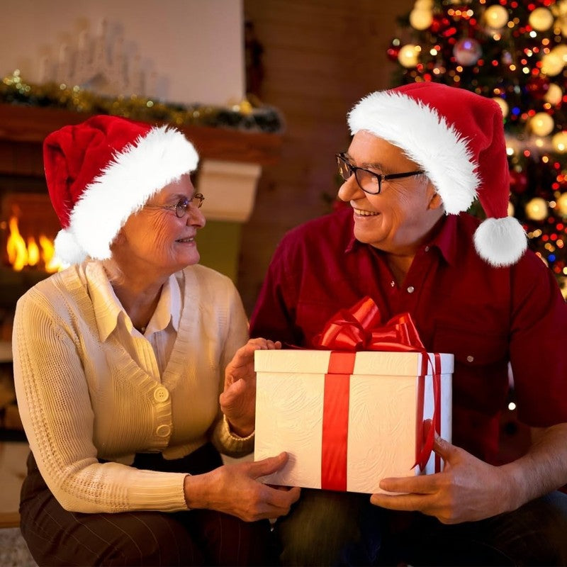 Christmas Hat, Santa Hats for Adults & Kids Red Velvet Comfort Extra Thicken Hol3