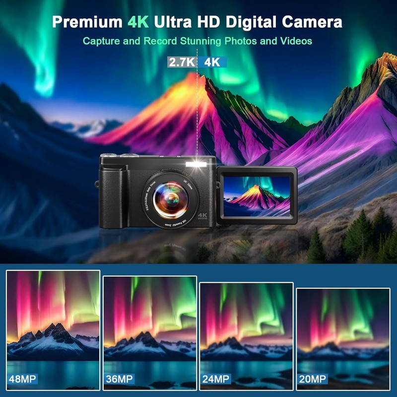 4K 48MP Digital Vlogging Camera Autofocus 16X Zoom +32GB SD Card1