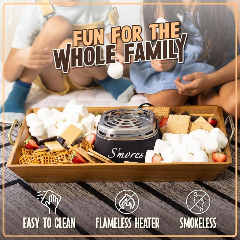 Electric S'Mores Maker, 4 Trays, Roasting Sticks, Indoor Tabletop, Black2