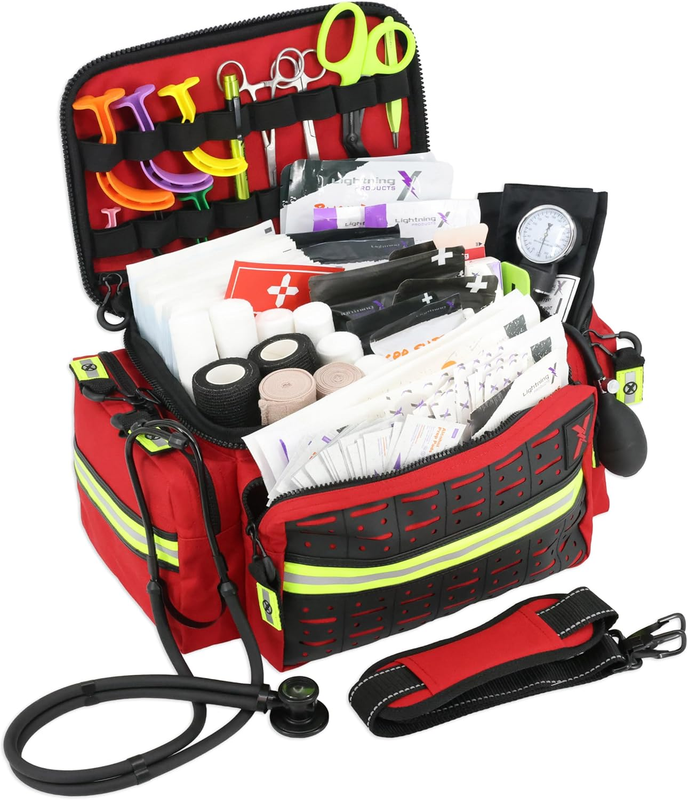Lightning X EMT Bag LXMB25 Fully Stocked 240+ EMS Trauma Kit Red0