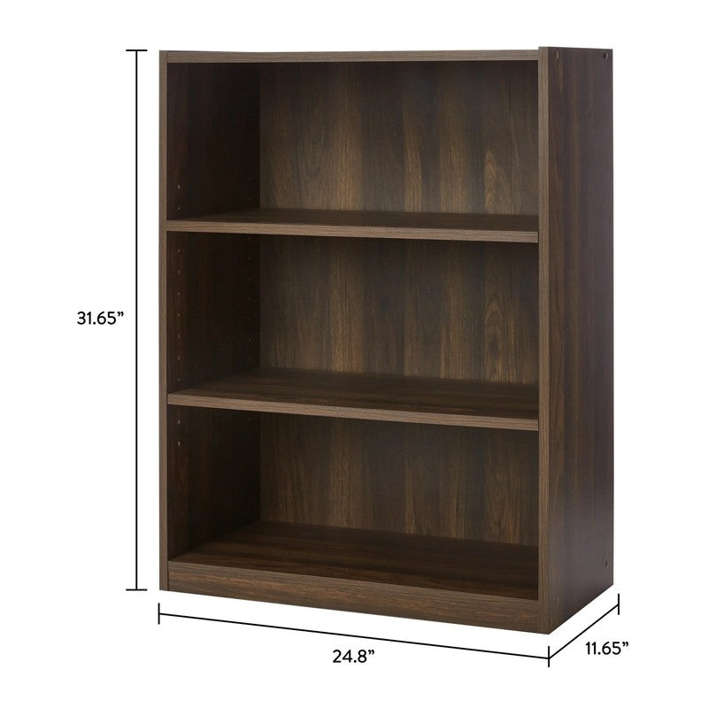 3-Shelf Bookcase with Adjustable Shelves, Canyon Walnut2