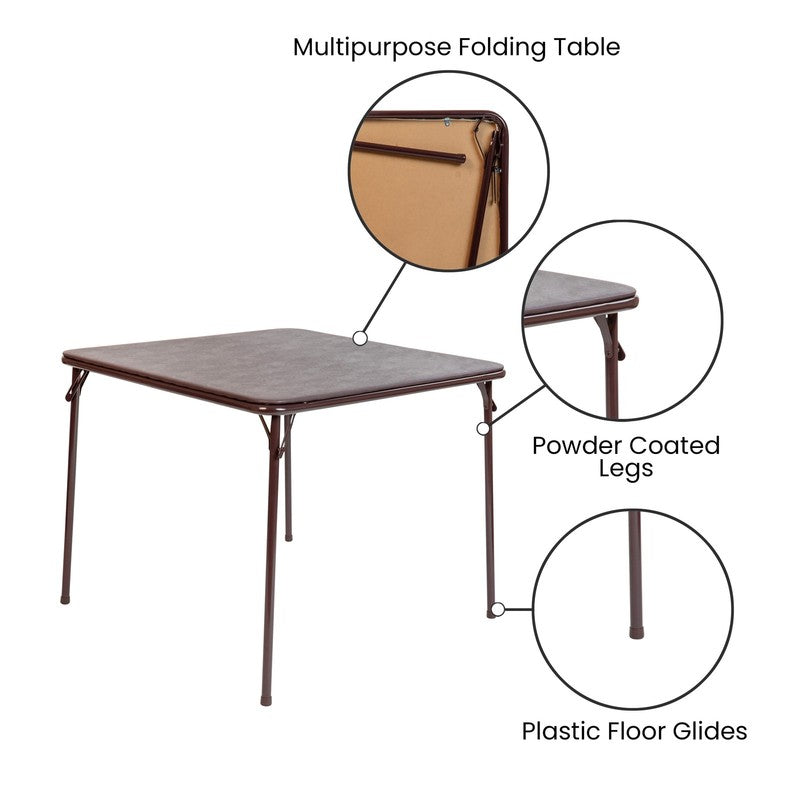 Vinyl Covered Padded Folding Card Table for Game Rooms and Banquets, Brown4