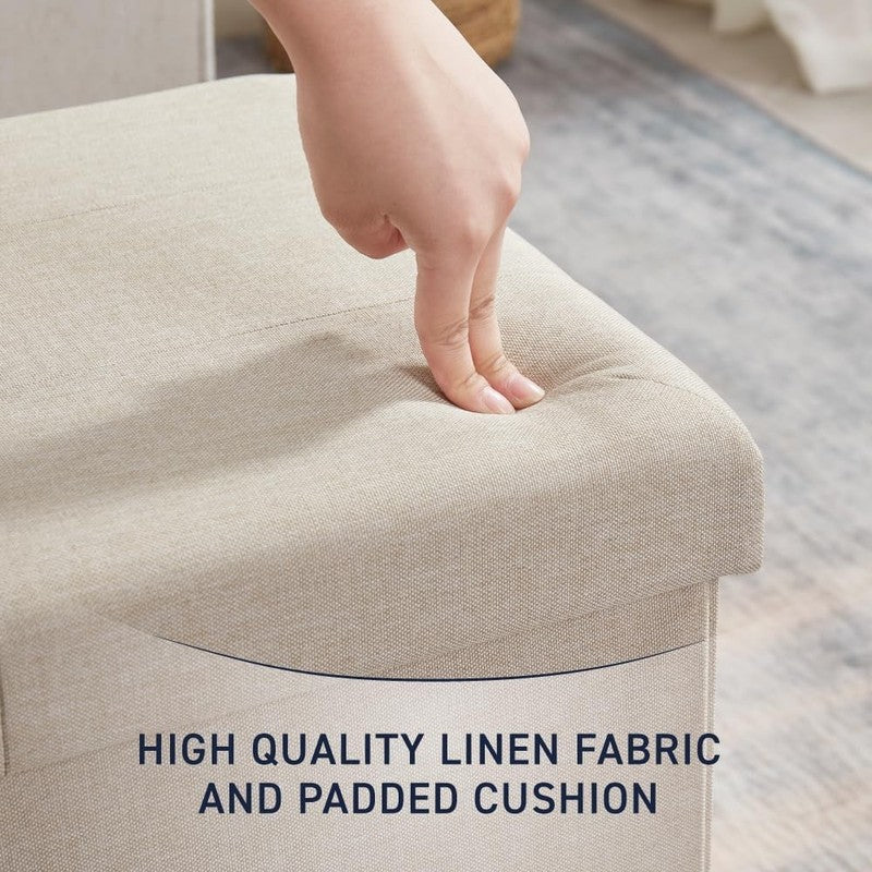 43'' Folding Storage Ottoman Bench Foot Rest Chest Bedroom Large Beige7