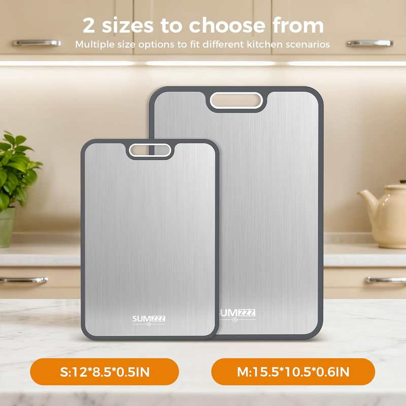 Titanium Cutting Board Double Sided Food Grade Kitchen Set 2 Sizes4