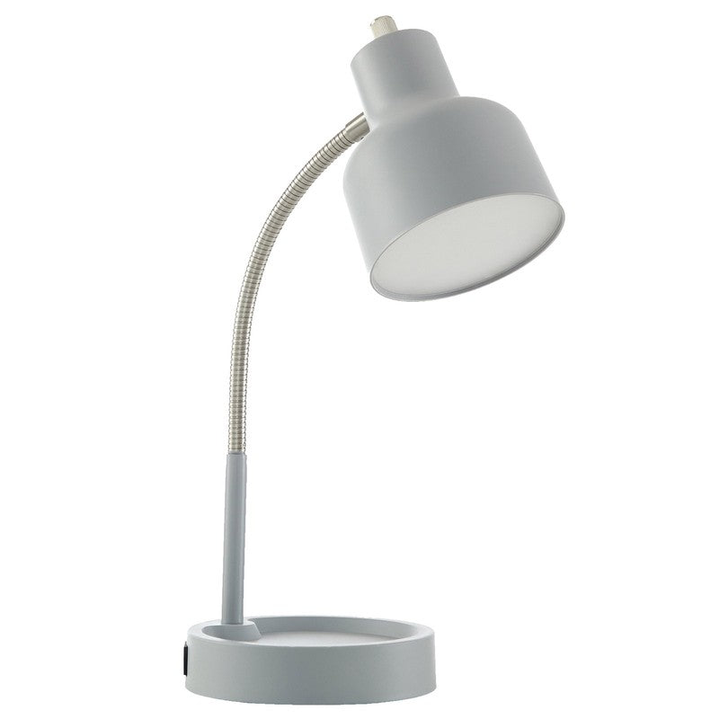 9.5in LED Gooseneck Desk Lamp Silver Painted Glass Integrated LED0
