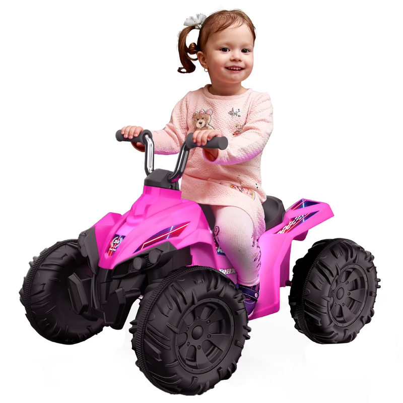 Kid Trax 12V Glow ATV Ride On Toy, Pink, with LED Lights, Rechargeable Battery, 9