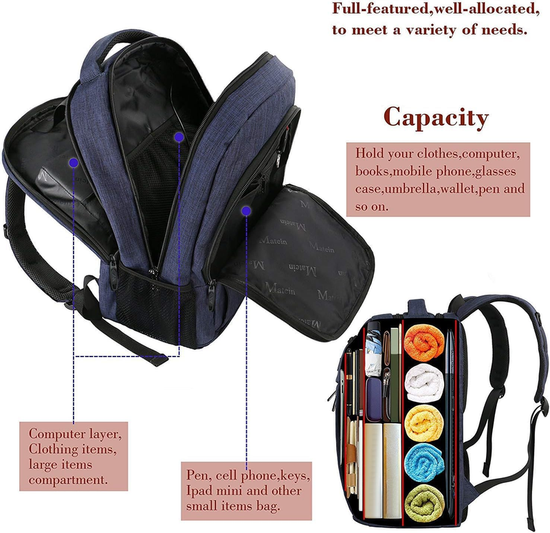 Slim Laptop Backpack 15.6" Travel College Daypack Computer Bag Blue2