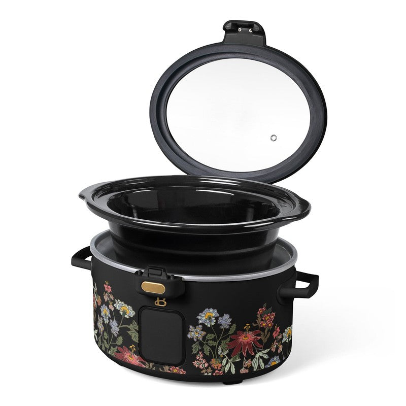 4 Qt Digital Slow Cooker with Hinged Locking Lid, Wildflower Black by Drew Barry6