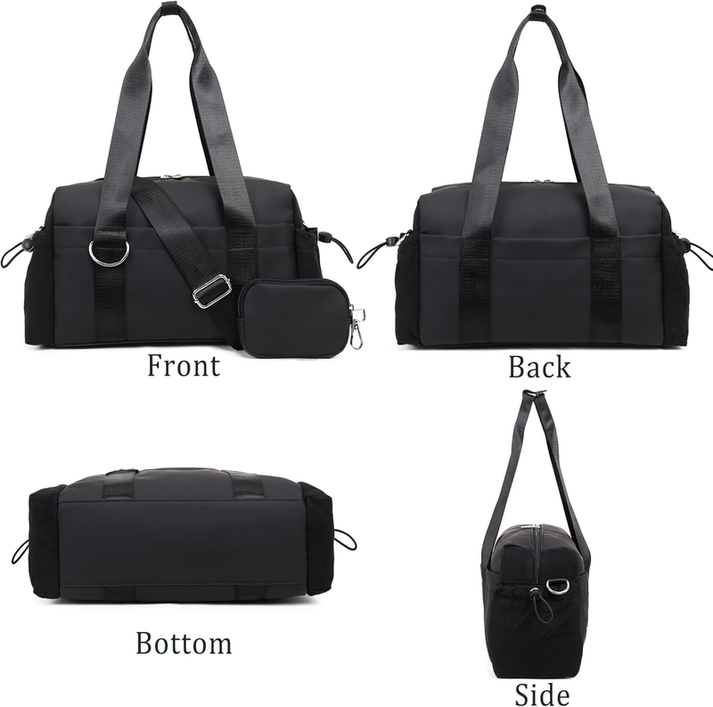 Everyday Mini Gym Bag Women 2.0 Tote Waterproof Travel Duffle Black Coin Wallet6