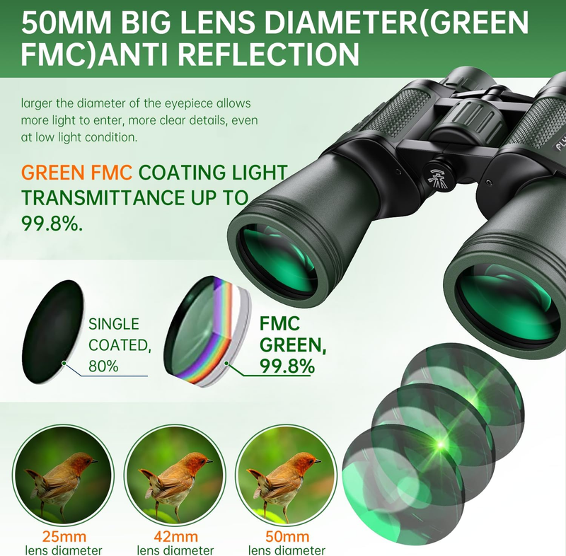 20x50 High Power Binoculars Waterproof Low Light Bird Watching Hunting4