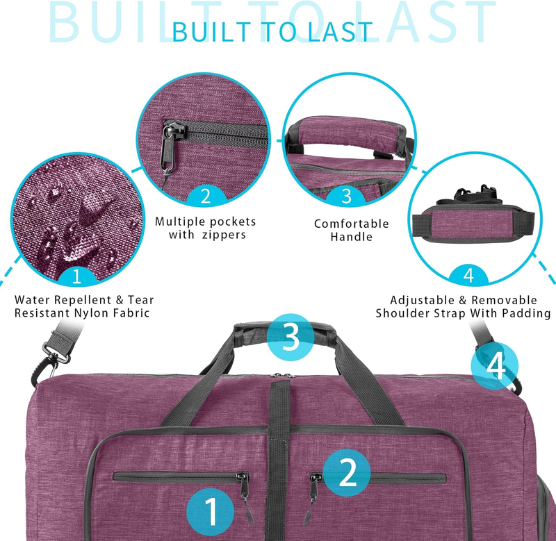 65L 85L 115L Foldable Travel Duffle Bag Water Resistant Weekender Overnight3