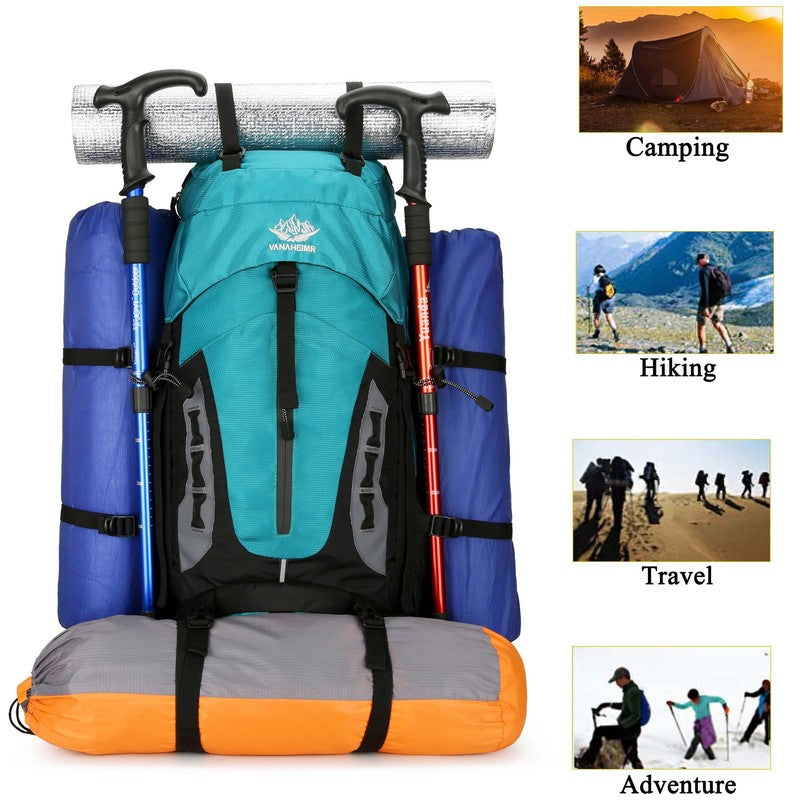 60L Travel Hiking Camping Backpack with Rain Cover,Backpack Water Resistant,Trav6