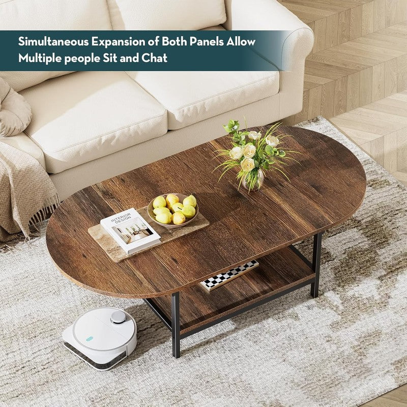 Square 2 Tier Folding Coffee Table, Dark Brown, Mid Century Modern7