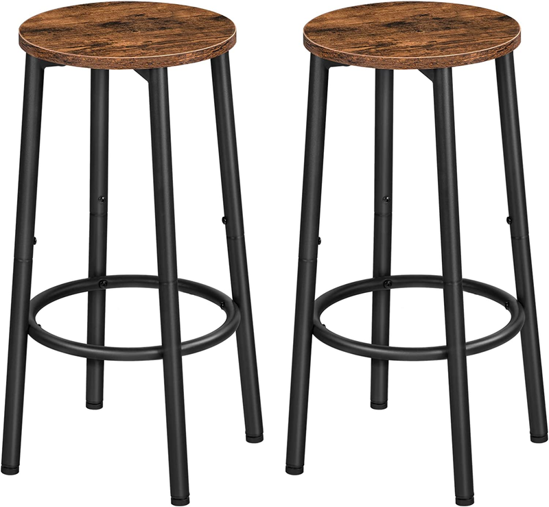 Bar Stools, Set of 2 Bar Chairs, Kitchen round Height Stools with Footrest, Brea0